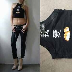O-mighty dolls kill sushi black crop top